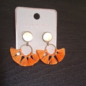 Stylish Gold and Orange Fan Earrings